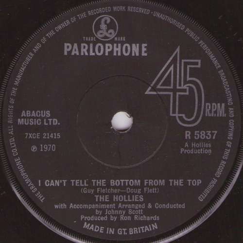 Cover The Hollies - I Can't Tell The Bottom From The Top (7, Single, Sol) Schallplatten Ankauf