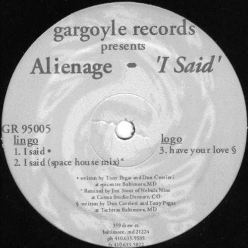 Cover Alienage - I Said (12) Schallplatten Ankauf