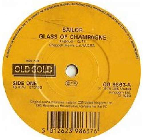 Cover Sailor - Glass Of Champagne / Girls, Girls, Girls (7, Single) Schallplatten Ankauf