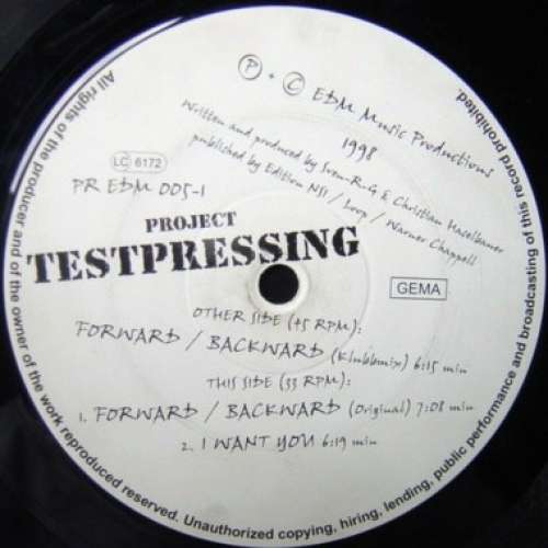 Bild Project Testpressing - Forward / Backward (12) Schallplatten Ankauf