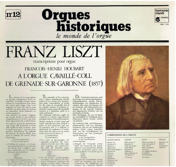 Cover Franz Liszt / François-Henri Houbart - Transcriptions Pour Orgue (A L'Orgue Cavaillé-Coll de Grenade-Sur-Garonne (1857)) (LP, RE) Schallplatten Ankauf