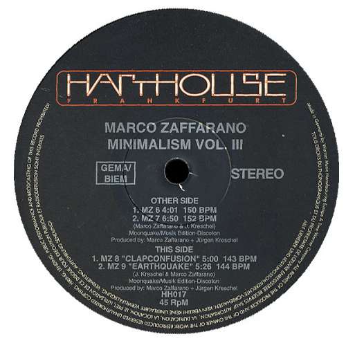 Cover Marco Zaffarano - Minimalism Vol. III (12) Schallplatten Ankauf