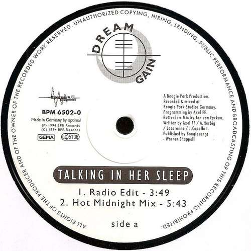 Cover Talking In Her Sleep Schallplatten Ankauf