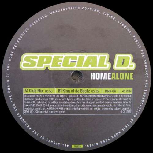 Cover Special D. - Home Alone (12) Schallplatten Ankauf