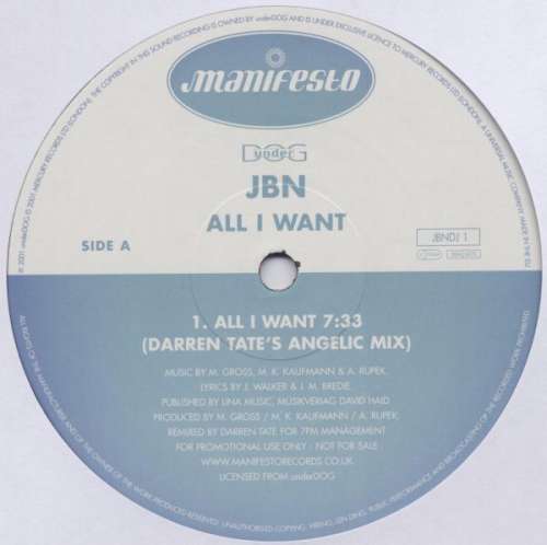 Cover JBN - All I Want (12, Promo) Schallplatten Ankauf