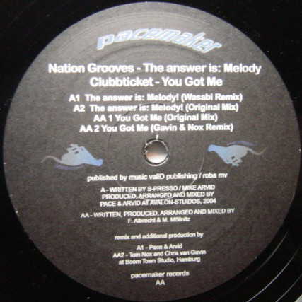 Bild Nation Grooves / Clubbticket - The Answer Is: Melody / You Got Me (12, Promo) Schallplatten Ankauf