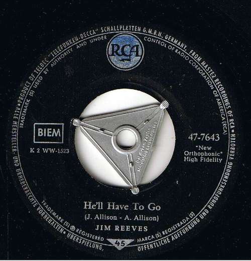 Cover Jim Reeves - He'll Have To Go / In A Mansion Stands My Love (7, Single) Schallplatten Ankauf