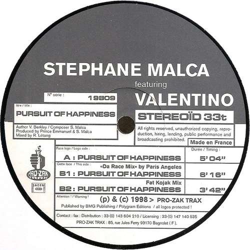 Cover Stephane Malca - Pursuit Of Happiness (12) Schallplatten Ankauf