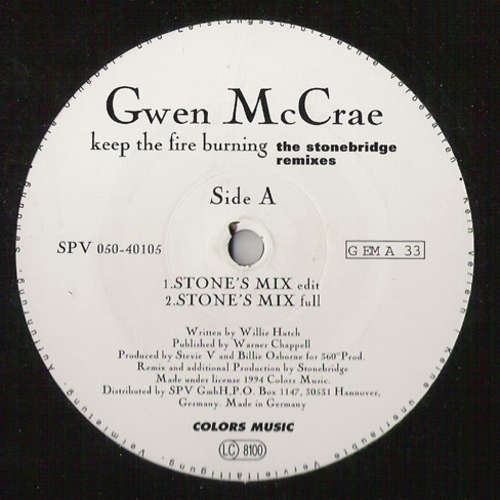 Cover Gwen McCrae - Keep The Fire Burning (The Stonebridge Remixes)  (12) Schallplatten Ankauf
