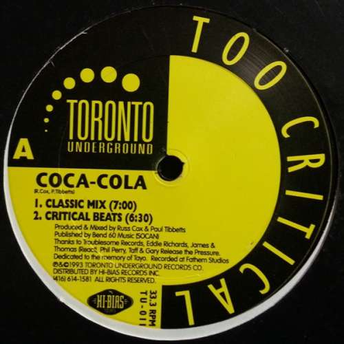 Cover Too Critical - Coca-Cola (12, 180) Schallplatten Ankauf