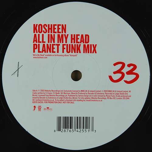 Cover Kosheen - All In My Head (12, Promo) Schallplatten Ankauf