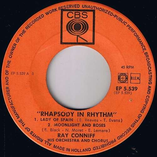 Cover Ray Conniff His Orchestra And Chorus* - Rhapsody In Rhythm (7, EP) Schallplatten Ankauf