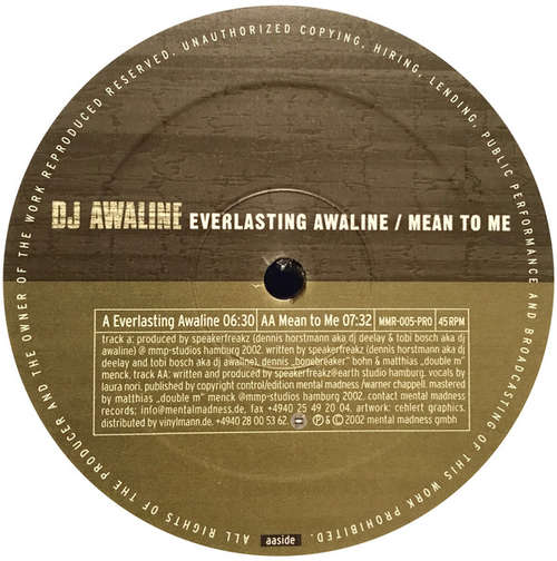 Cover DJ Awaline - Everlasting Awaline / Mean To Me (12) Schallplatten Ankauf