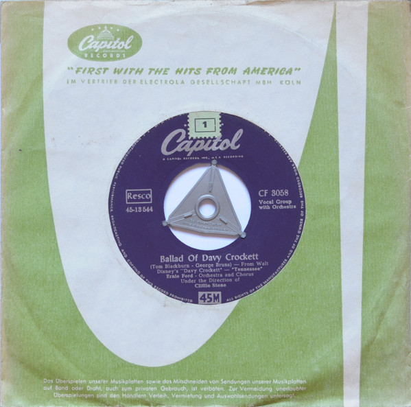 Cover Tennessee Ernie Ford* - Ballad Of Davy Crockett / Farewell (7, Single, Mono) Schallplatten Ankauf