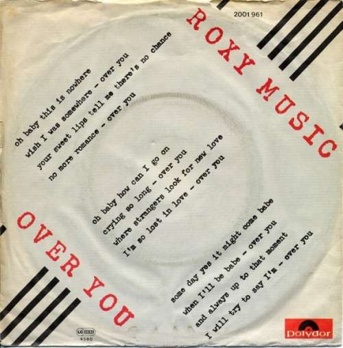 Cover Roxy Music - Over You (7, Single) Schallplatten Ankauf