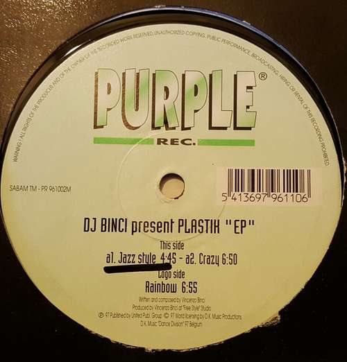 Cover DJ Binci - Plastik EP (12) Schallplatten Ankauf