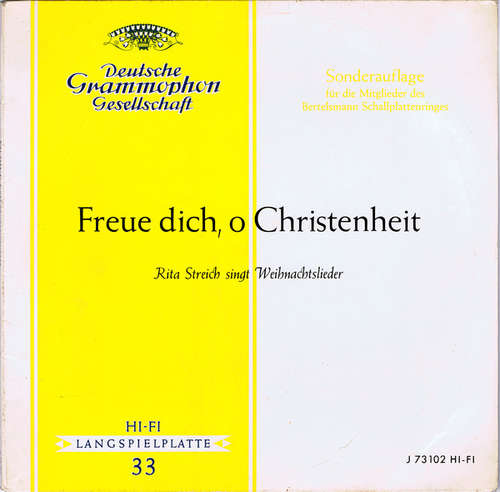 Cover Rita Streich - Freue Dich, O Christenheit (Rita Streich Singt Weihnachtslieder) (10, Mono, Club) Schallplatten Ankauf