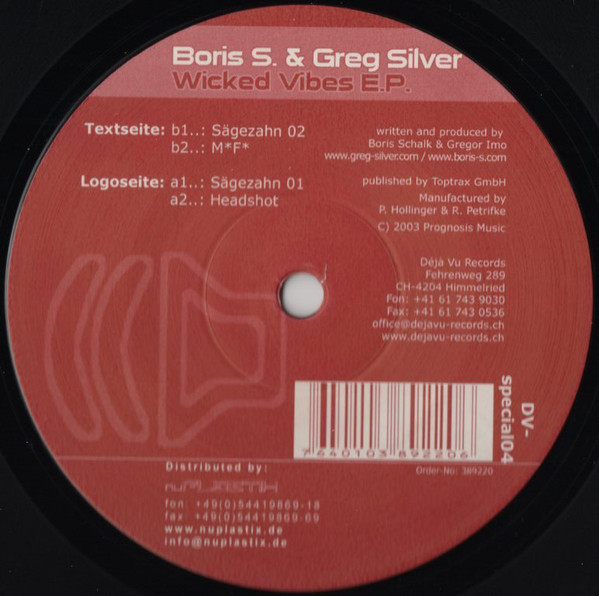 Cover Boris S. & Greg Silver - Wicked Vibes EP (12) Schallplatten Ankauf