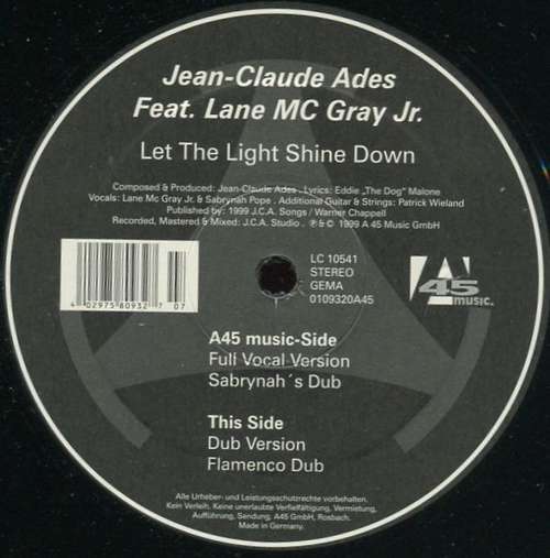 Cover Jean-Claude Ades Feat. Lane MC Cray Jr.* - Let The Light Shine Down (12) Schallplatten Ankauf
