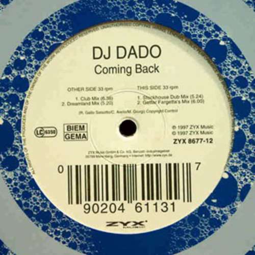 Cover DJ Dado - Coming Back (12) Schallplatten Ankauf