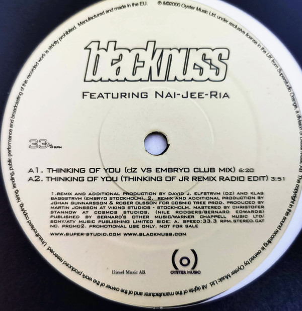 Cover Blacknuss Featuring Nai-Jee-Ria - Thinking Of You (12) Schallplatten Ankauf