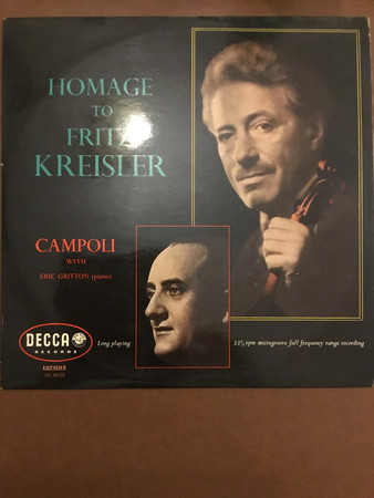 Cover Alfredo Campoli, Eric Gritton - Homage To Fritz Kreisler (LP, Mono) Schallplatten Ankauf