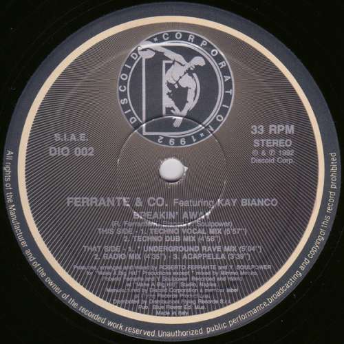 Cover Ferrante & Co. Featuring Kay Bianco - Breakin' Away (12) Schallplatten Ankauf