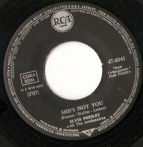Cover Elvis Presley With The Jordanaires - She's Not You (7, Single) Schallplatten Ankauf