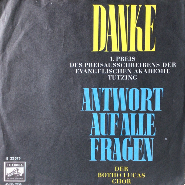 Cover Der Botho Lucas Chor* - Danke  (7, Single, Mono) Schallplatten Ankauf