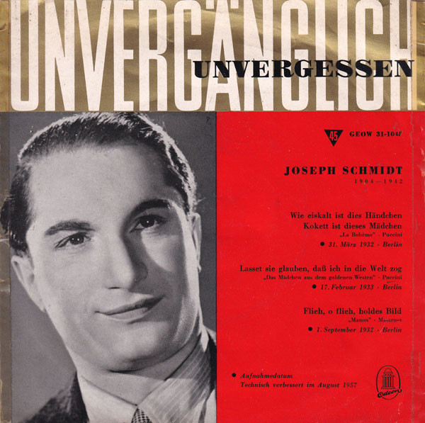 Cover Joseph Schmidt - Joseph Schmidt 1904 - 1942 (7, EP, Mono) Schallplatten Ankauf
