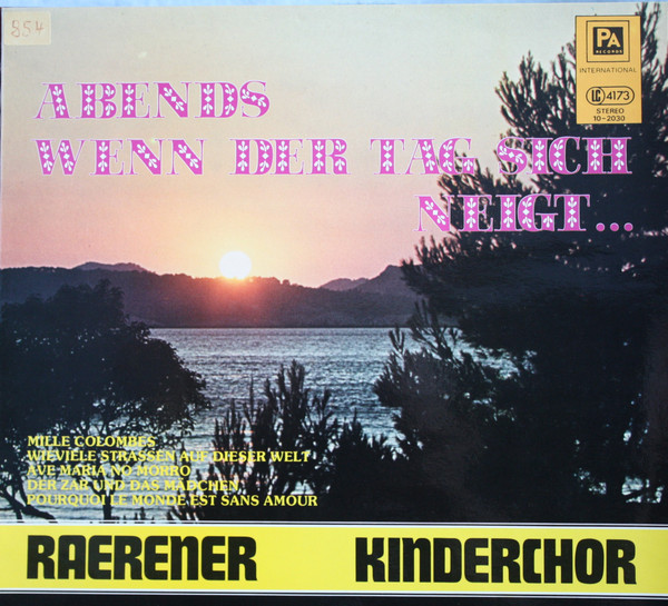 Cover Raerener Kinderchor, Bruno Hellemanns - Abends Wenn Der Tag Sich Neigt... (LP, Album) Schallplatten Ankauf