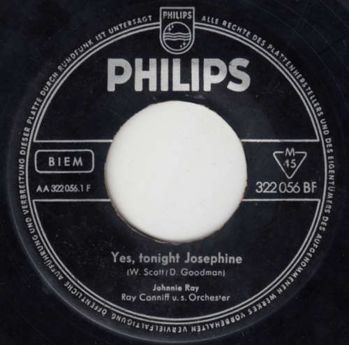 Cover Johnnie Ray - Ray Conniff u. s. Orchester* - Yes, Tonight Josephine / No Wedding Today (7, Single, Mono) Schallplatten Ankauf