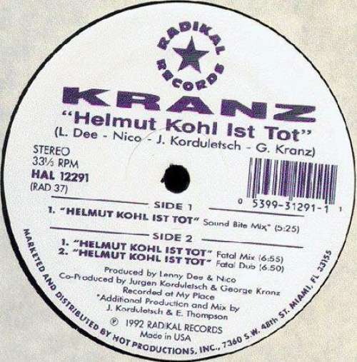 Cover Kranz - Helmut Kohl Ist Tot (12) Schallplatten Ankauf