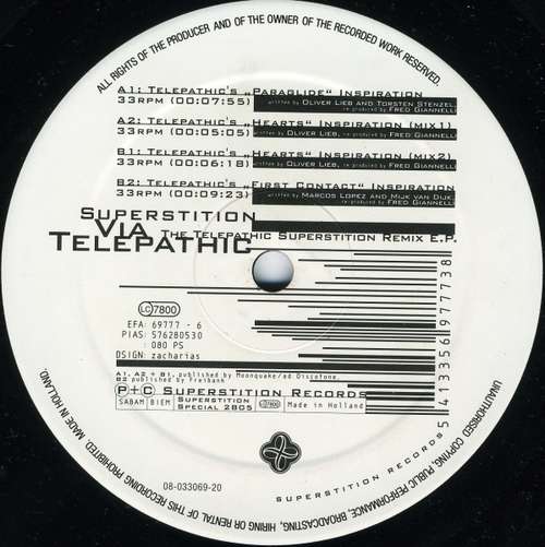 Cover Various - Superstition Via Telepathic - The Telepathic Superstition Remix E.P. (12, EP) Schallplatten Ankauf