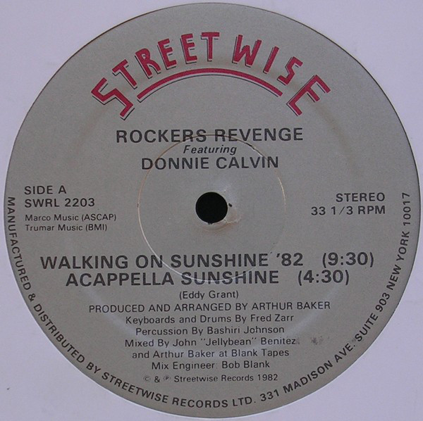 Cover Rockers Revenge Featuring Donnie Calvin - Walking On Sunshine ‘82 (12) Schallplatten Ankauf