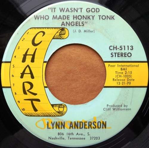 Cover Lynn Anderson - It Wasn't God Who Made Honky Tonk Angels (7, Single) Schallplatten Ankauf
