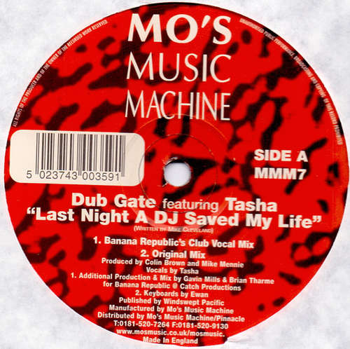 Cover Dub Gate - Last Night A DJ Saved My Life (12) Schallplatten Ankauf