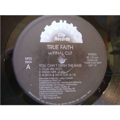 Cover True Faith W/ Final Cut - You Can't Deny The Bass (12) Schallplatten Ankauf