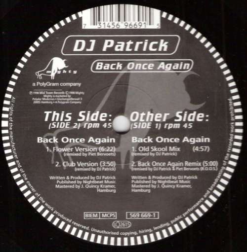Cover DJ Patrick - Back Once Again (12) Schallplatten Ankauf