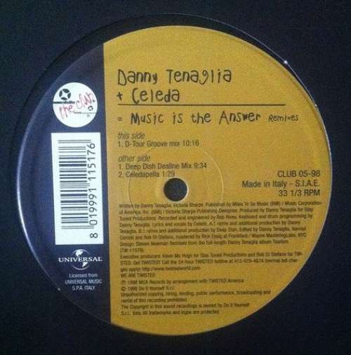Cover Danny Tenaglia + Celeda - Music Is The Answer (Dancin' And Prancin') (Remixes) (12) Schallplatten Ankauf