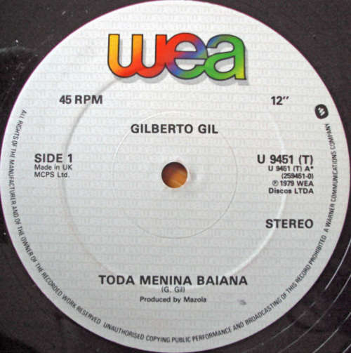 Cover Gilberto Gil - Toda Menina Baiana (12, Single) Schallplatten Ankauf