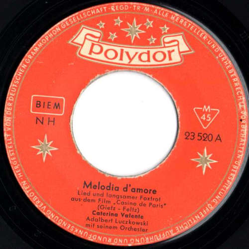 Cover zu Caterina Valente / Club Italia - Melodia D'Amore / Papa Piccolino (7, Single, Mono) Schallplatten Ankauf