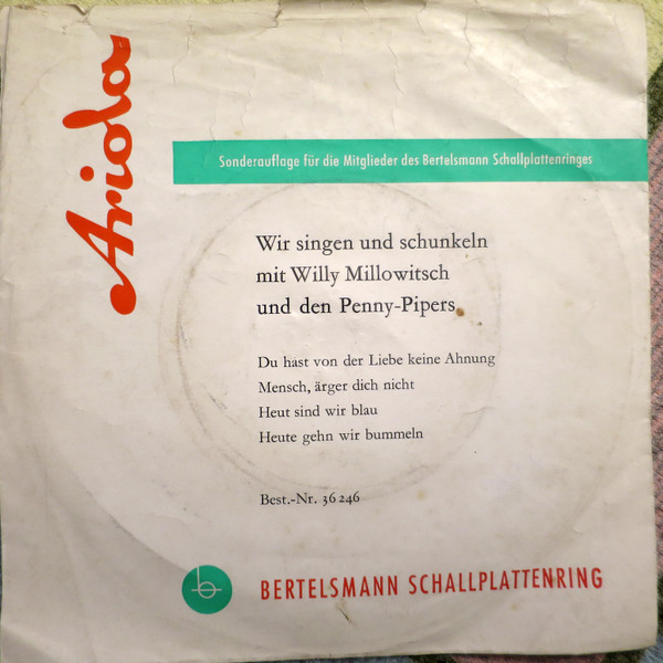 Cover Willy Millowitsch, Die Penny-Pipers - Wir Singen Und Schunkeln Mit  (7, EP, Club) Schallplatten Ankauf