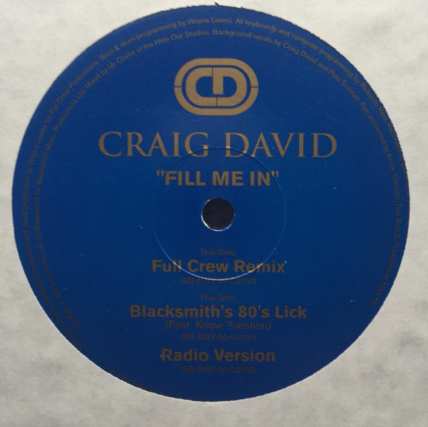 Cover Craig David - Fill Me In (12) Schallplatten Ankauf