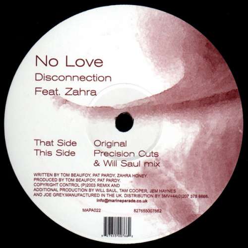 Cover No Love Feat. Zahra* - Disconnection (12) Schallplatten Ankauf