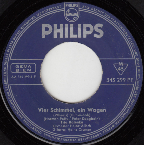 Bild Trio Kolenka - Vier Schimmel, Ein Wagen / Du, Du Liegst Mir Im Herzen (7, Single, Mono) Schallplatten Ankauf