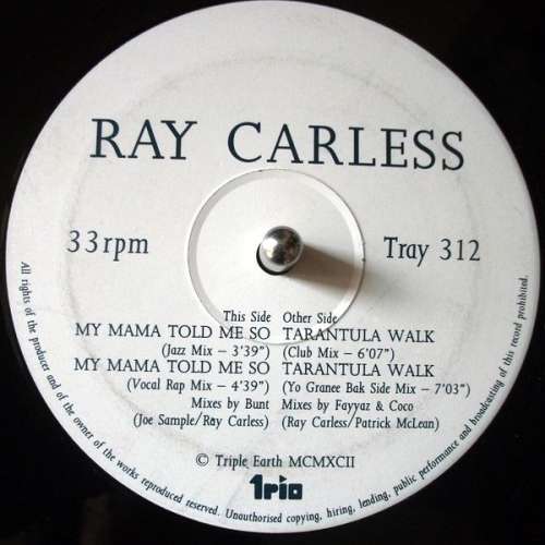 Cover Ray Carless - My Mama Told Me So / Tarantula Walk (12) Schallplatten Ankauf