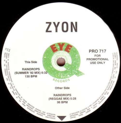 Cover Zyon - Raindrops (12, Promo) Schallplatten Ankauf