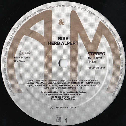 Herb Alpert Rise (LP, Album) Vinyl Schallplatten Shop buy24hours.de