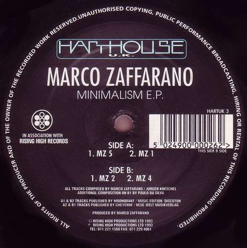 Cover Marco Zaffarano - Minimalism E.P. (12, EP) Schallplatten Ankauf